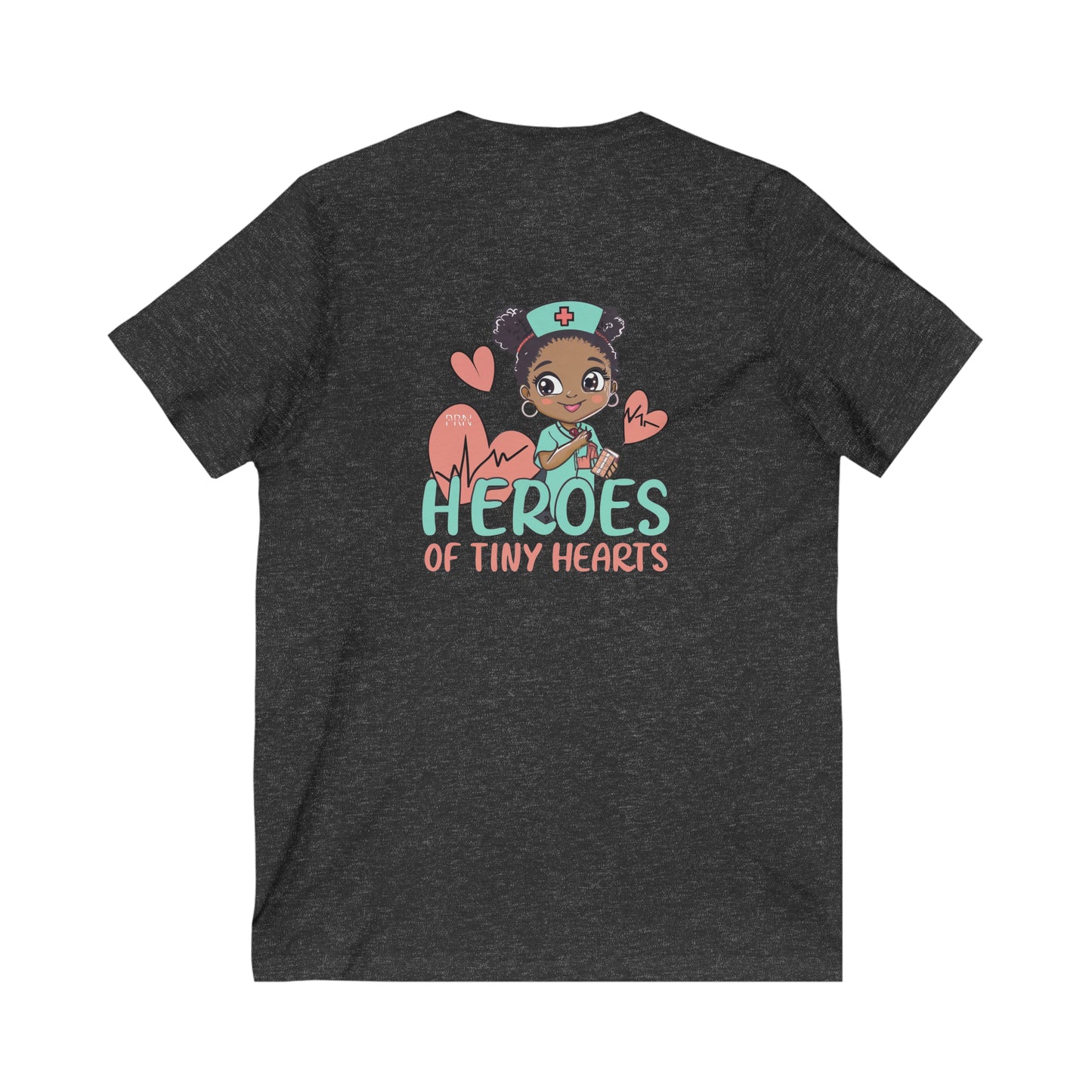 "Heroes of Tiny Hearts" Womens Short Sleeve V-Neck Tee