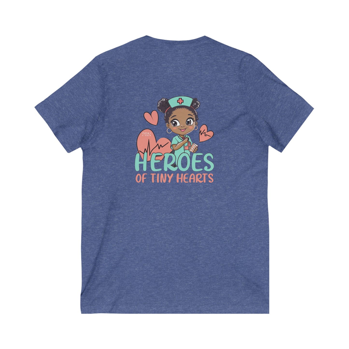 "Heroes of Tiny Hearts" Womens Short Sleeve V-Neck Tee