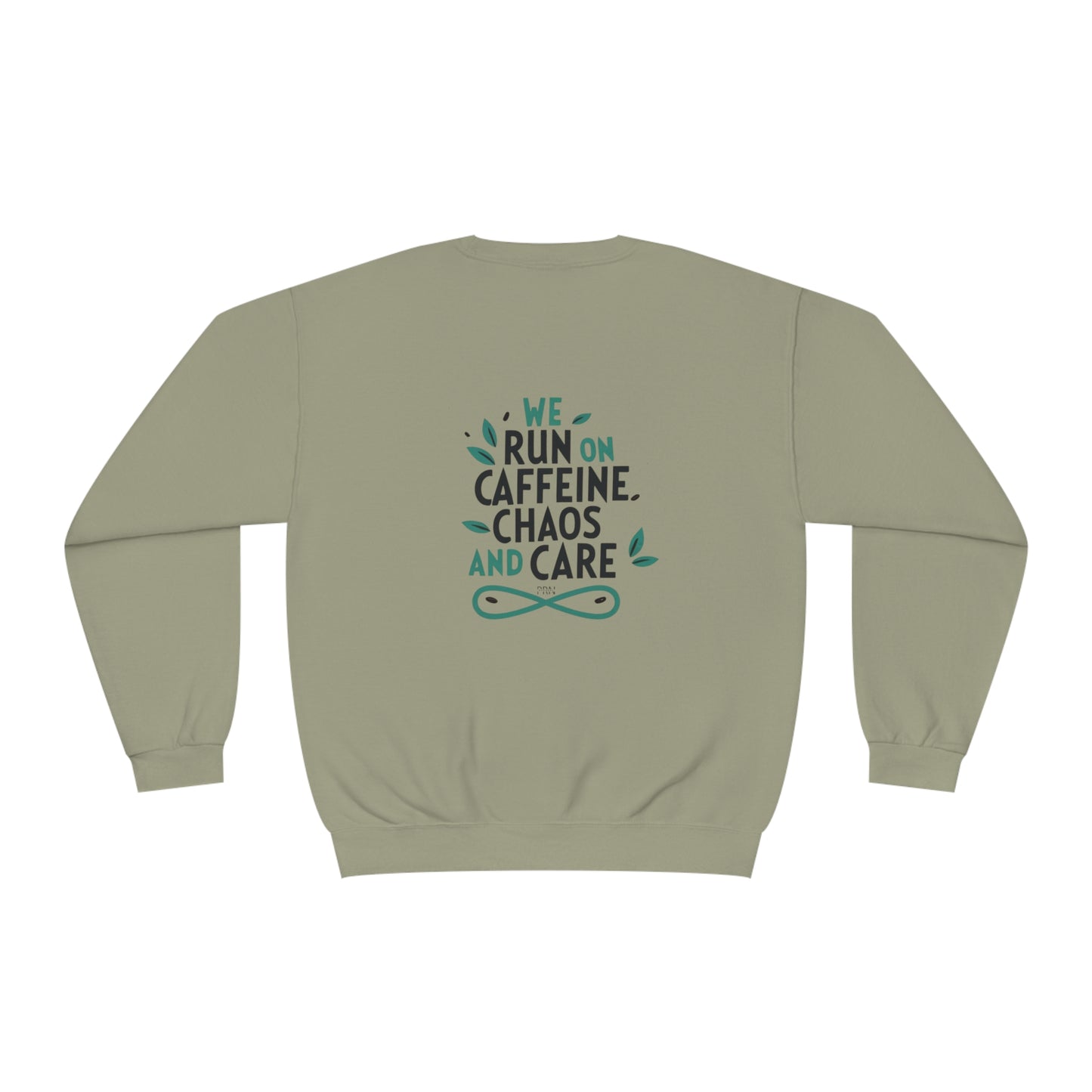 "Caffeine, Chaos and Care" Unisex Crewneck Sweatshirt