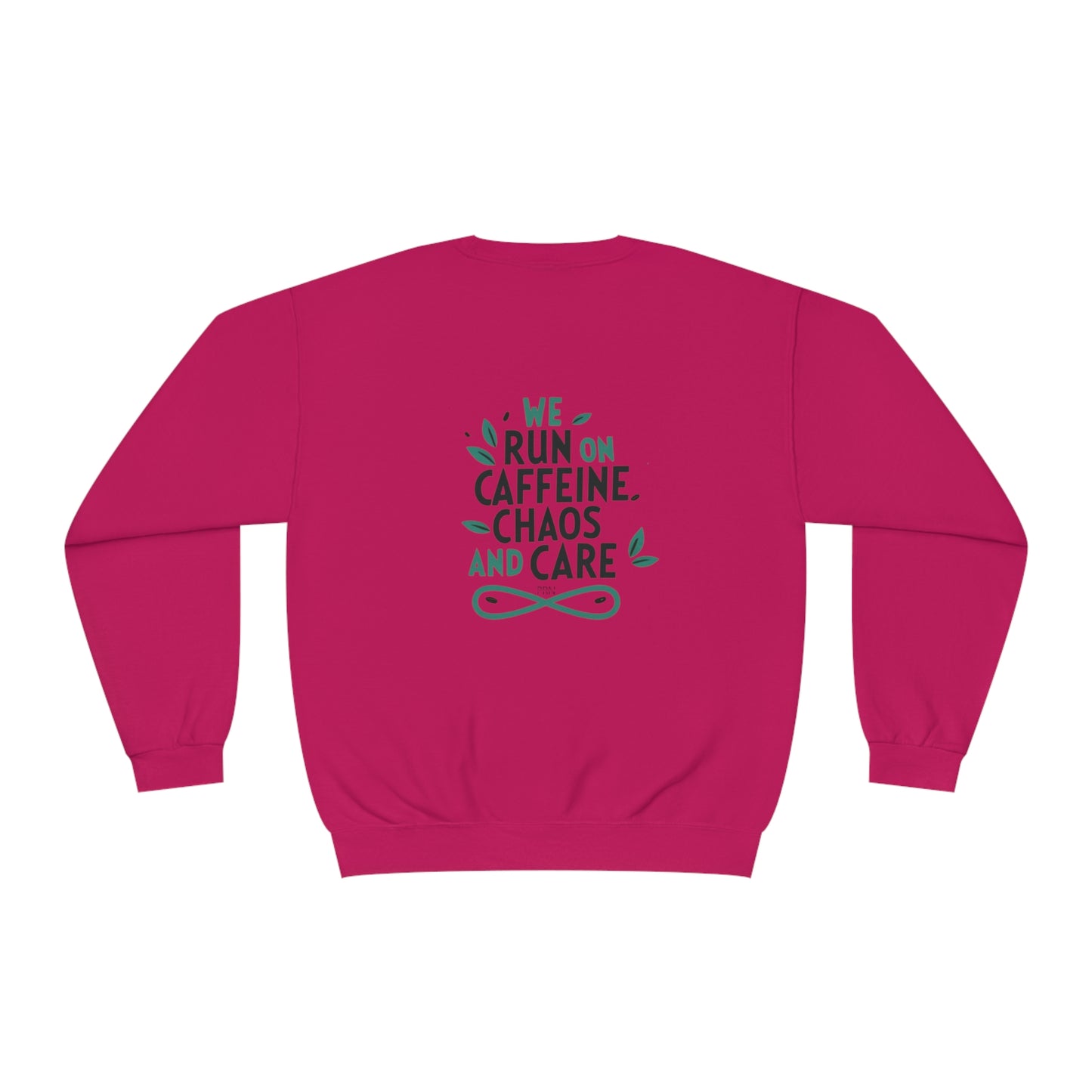 "Caffeine, Chaos and Care" Unisex Crewneck Sweatshirt