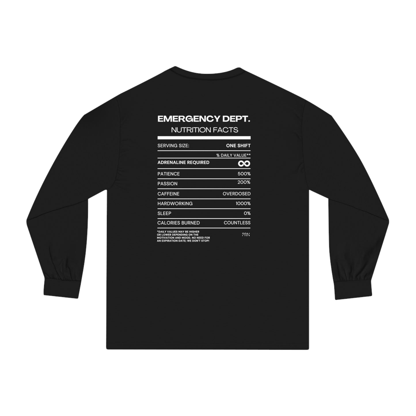 "ED Nutrition Facts" Unisex Long Sleeve T-Shirt