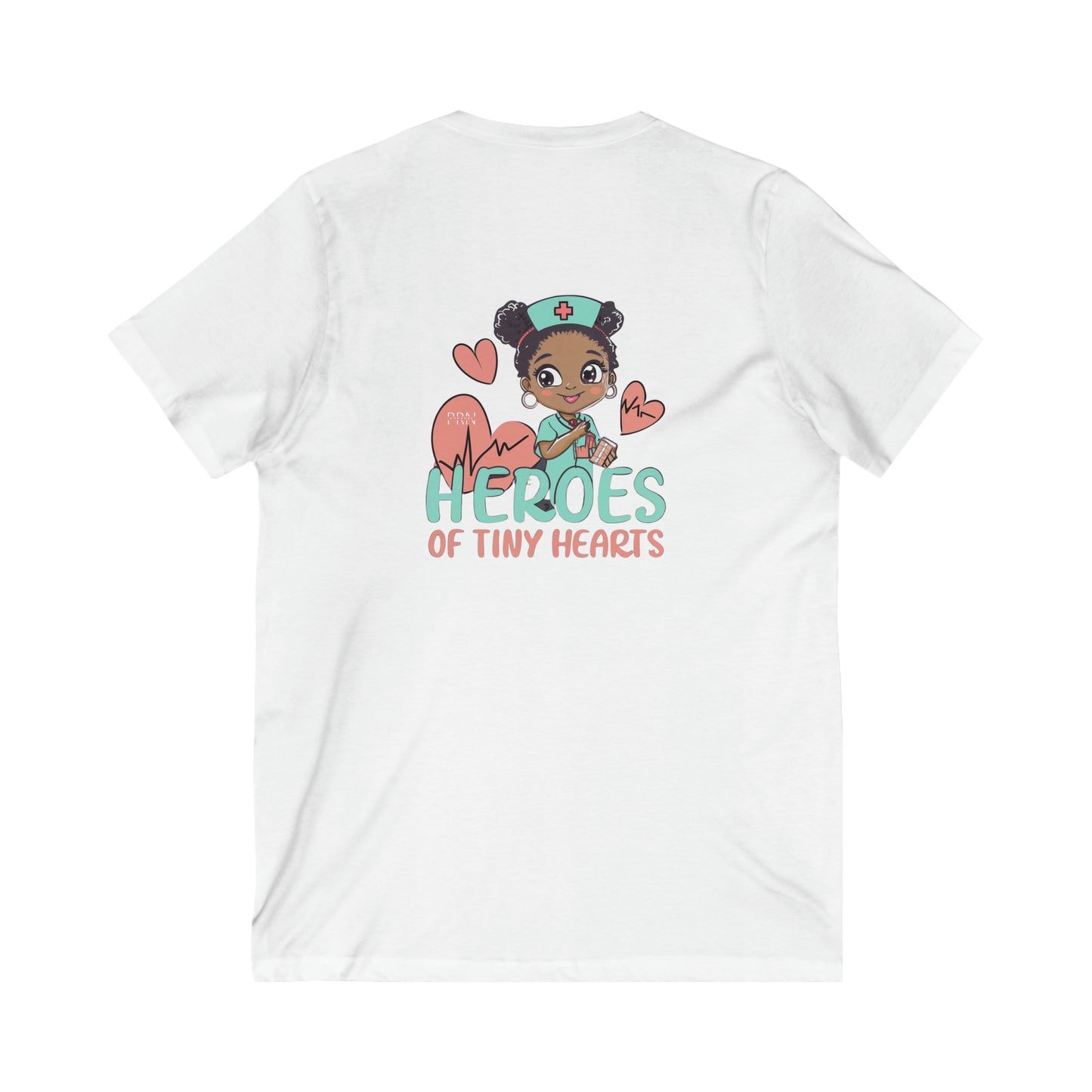 "Heroes of Tiny Hearts" Womens Short Sleeve V-Neck Tee