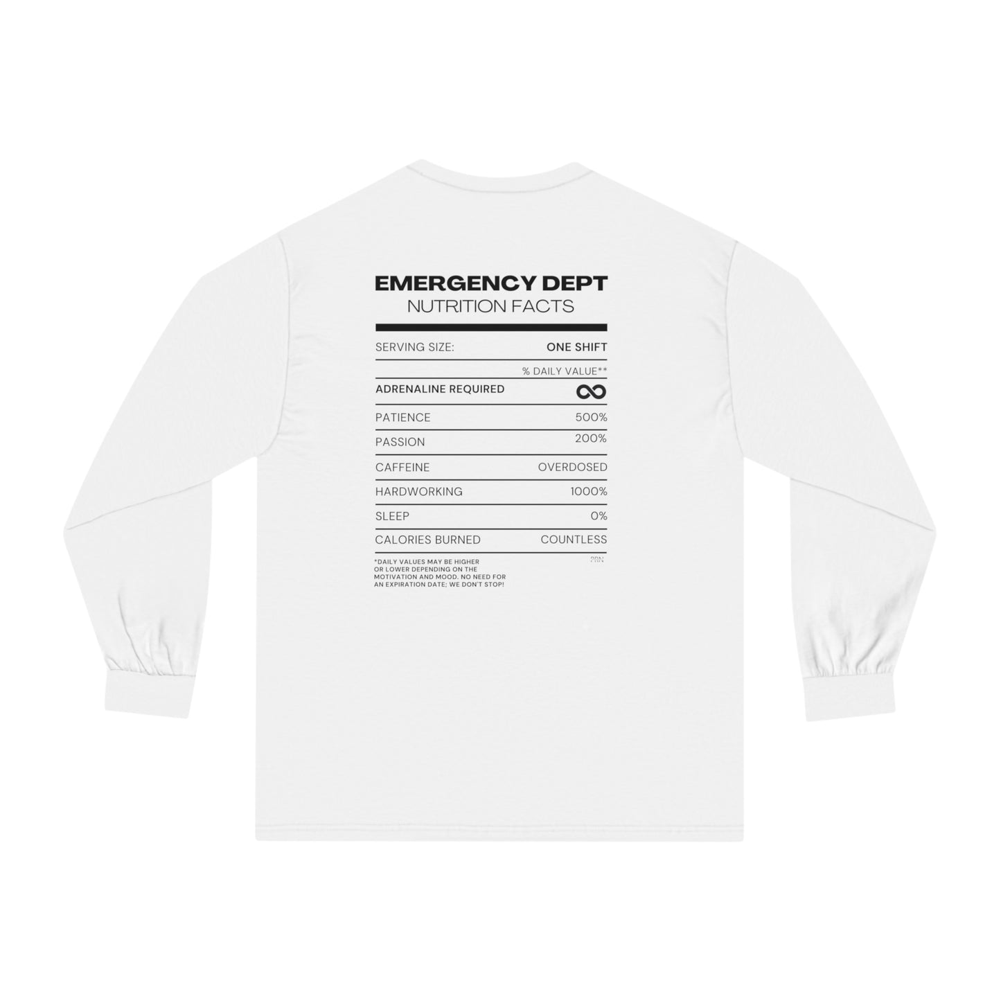 "ED Nutrition Facts" Unisex Long Sleeve T-Shirt