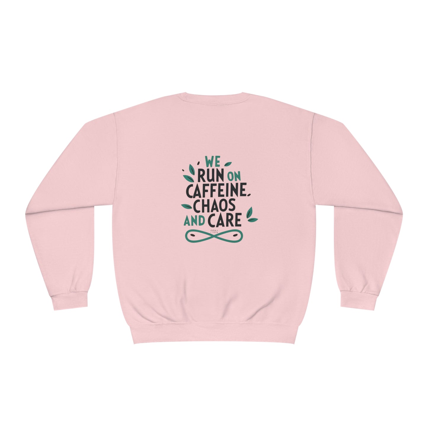 "Caffeine, Chaos and Care" Unisex Crewneck Sweatshirt