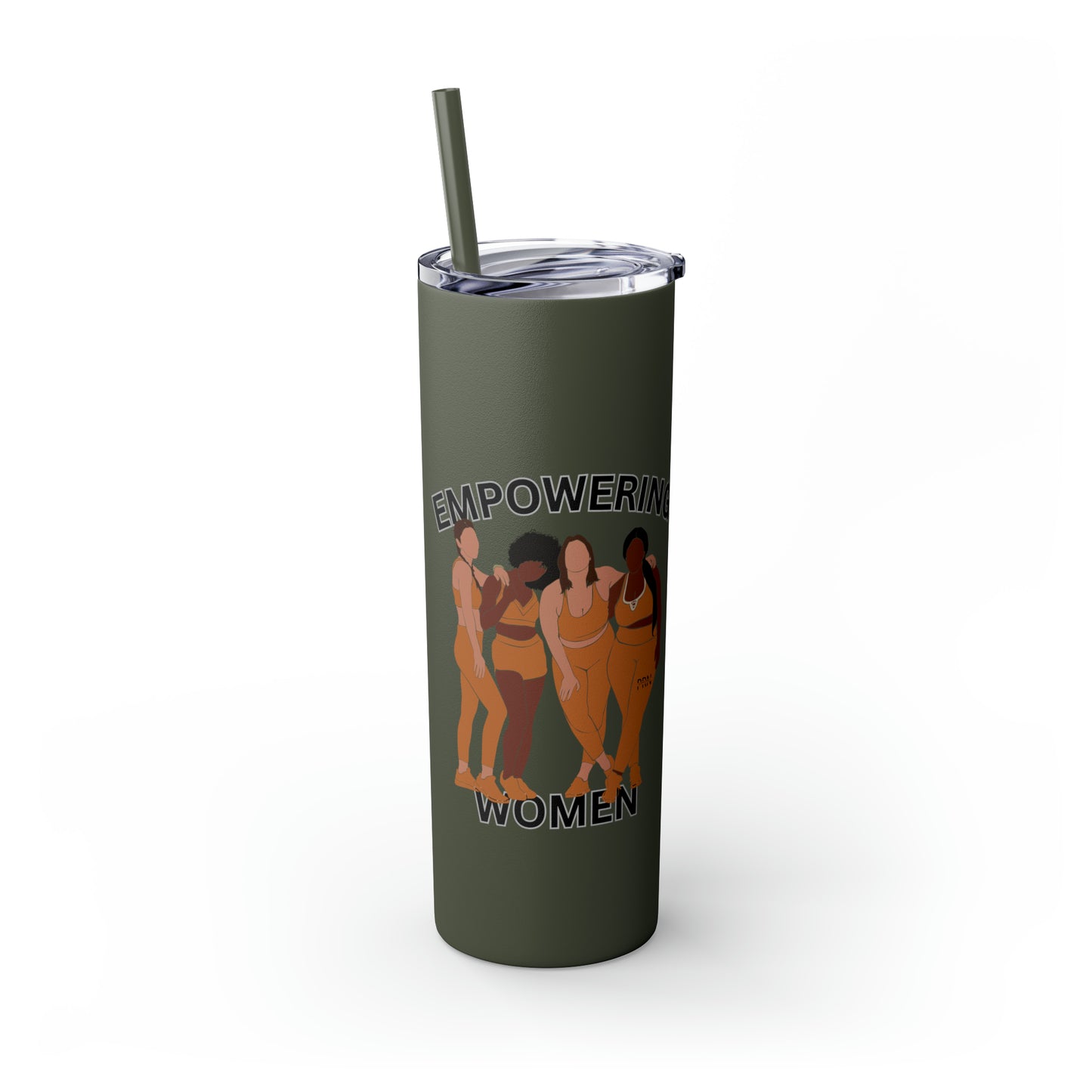 "Empowering Women" Skinny Tumbler with Straw, 20oz