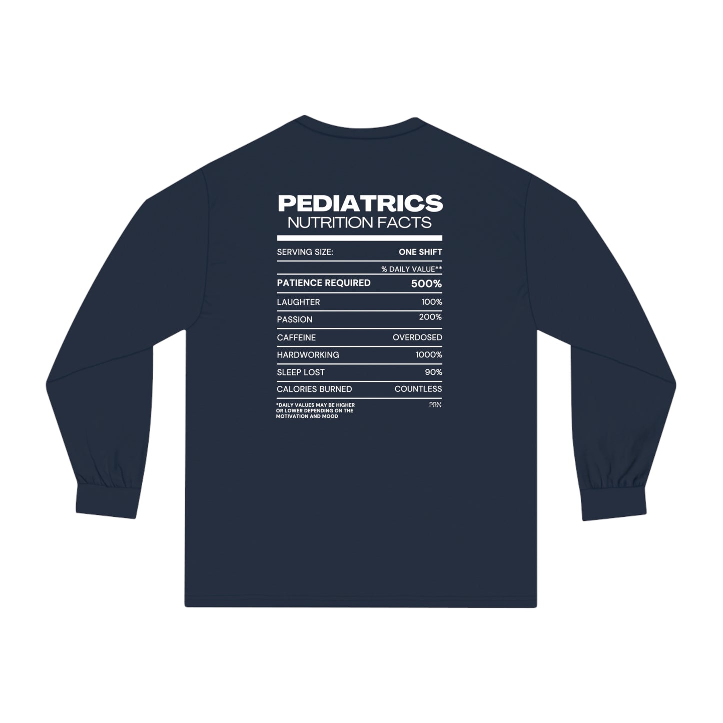 "Nutrition Facts" Unisex Long Sleeve T-Shirt