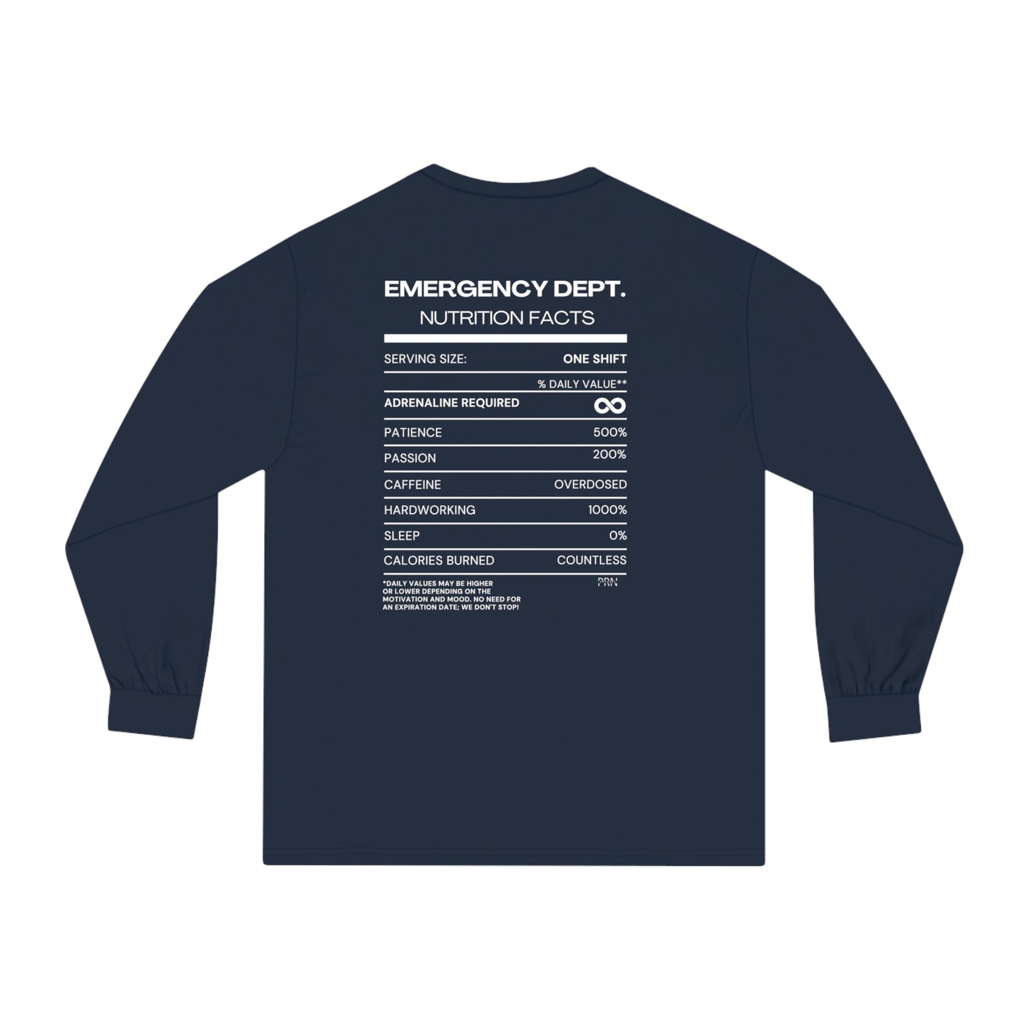 "ED Nutrition Facts" Unisex Long Sleeve T-Shirt