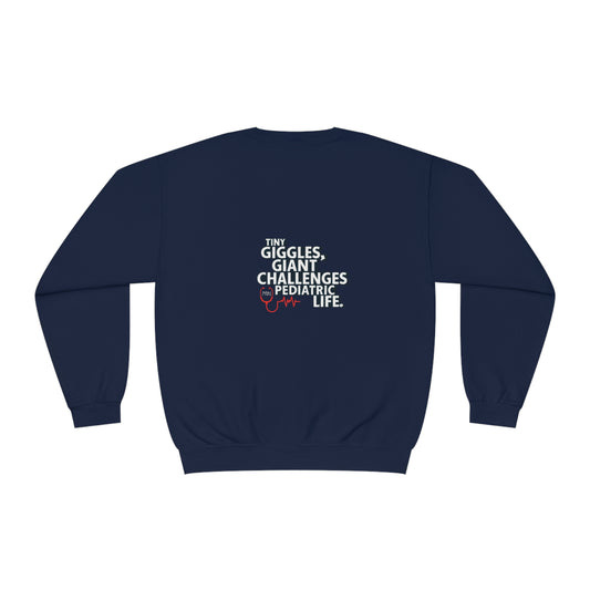 "Tiny Giggles, Giant Challenges" Unisex Crewneck Sweatshirt