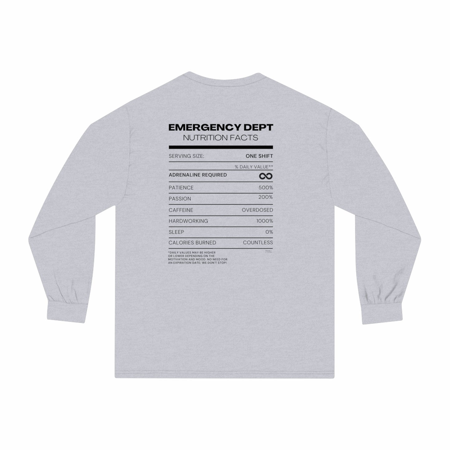 "ED Nutrition Facts" Unisex Long Sleeve T-Shirt