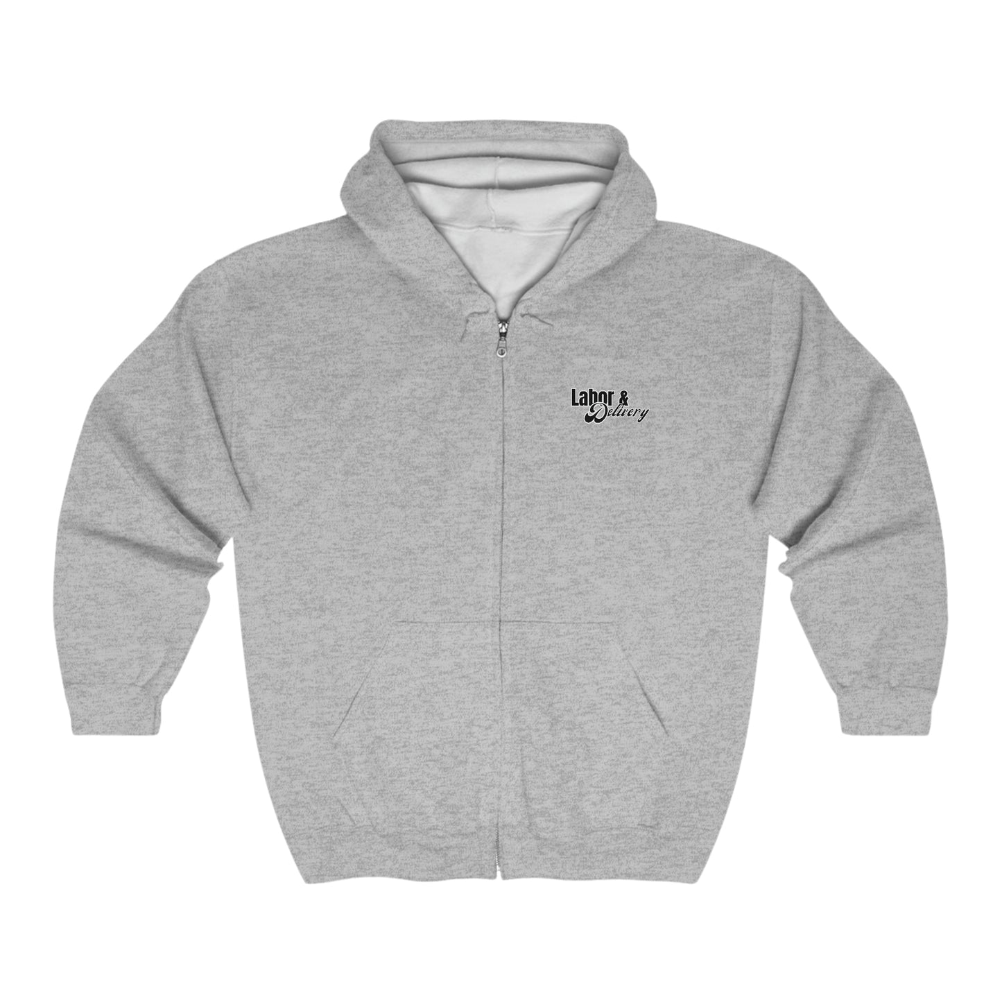 "We Deliver, You Push. Team Effort" Unisex Full Zip Hooded Sweatshirt