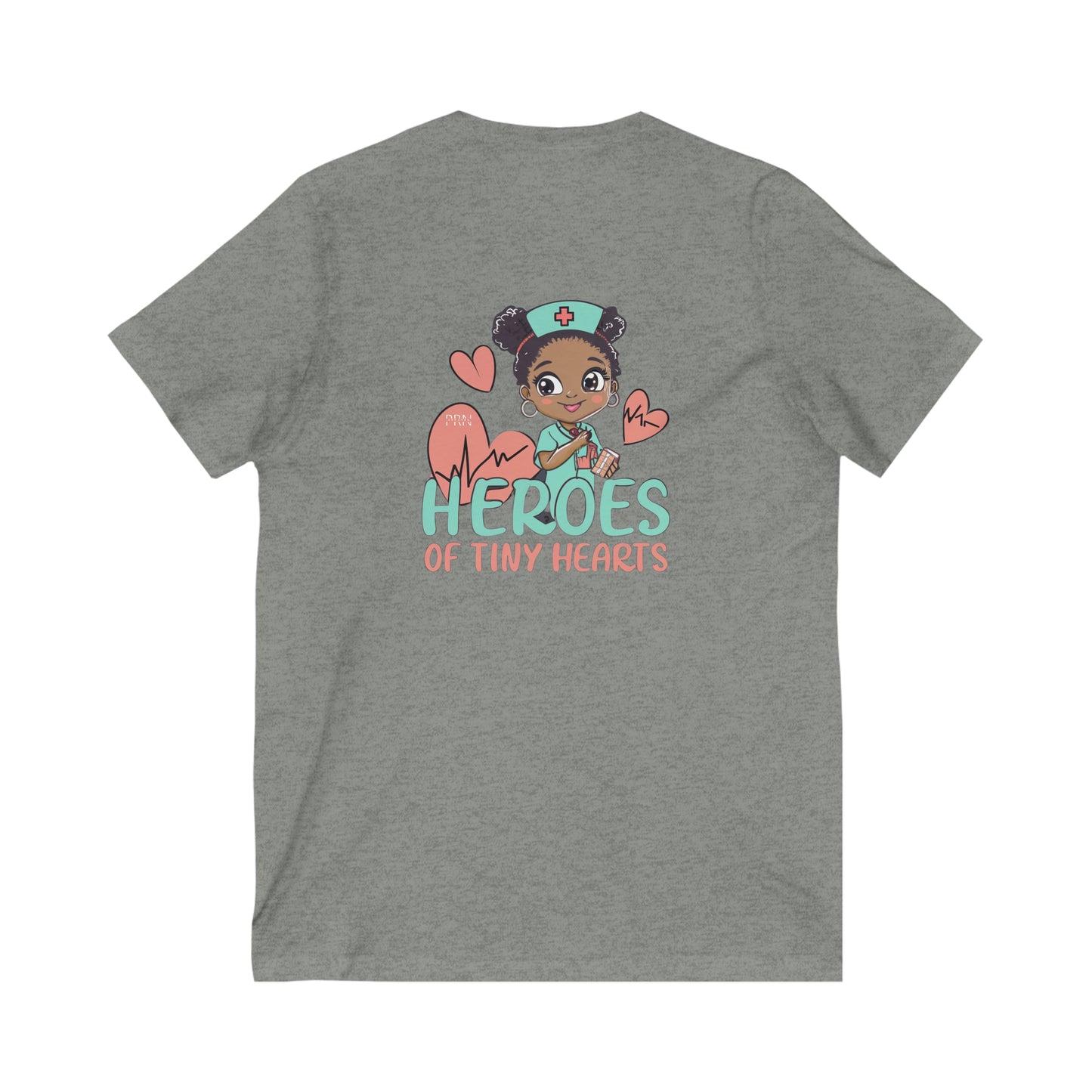 "Heroes of Tiny Hearts" Womens Short Sleeve V-Neck Tee