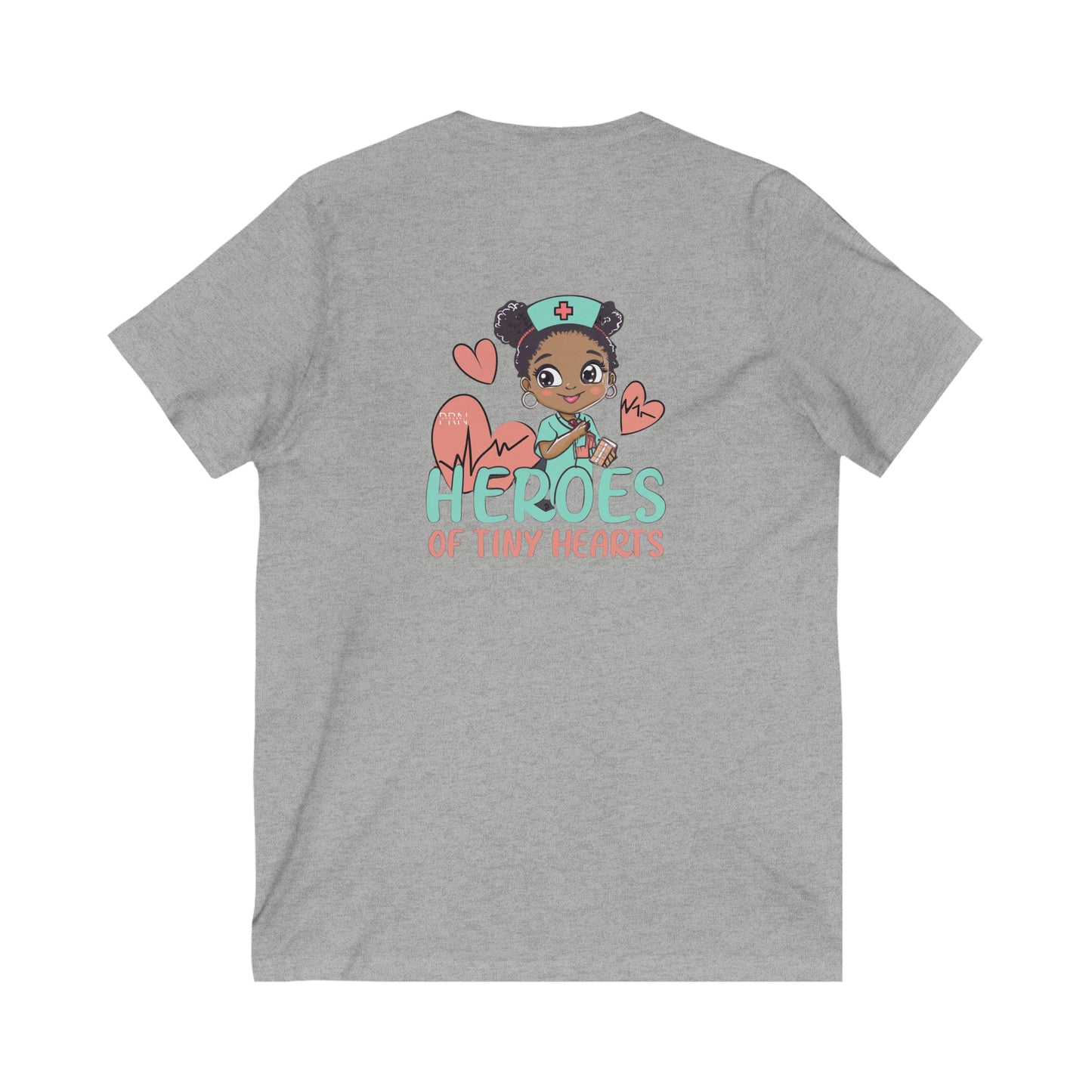 "Heroes of Tiny Hearts" Womens Short Sleeve V-Neck Tee