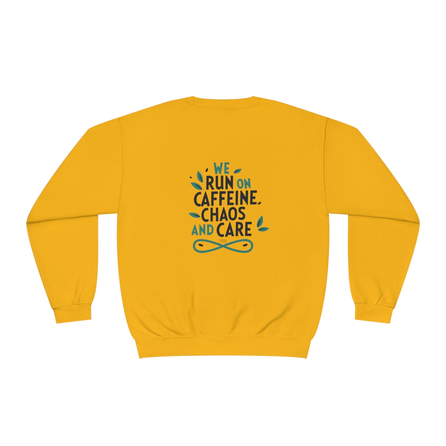 "Caffeine, Chaos and Care" Unisex Crewneck Sweatshirt