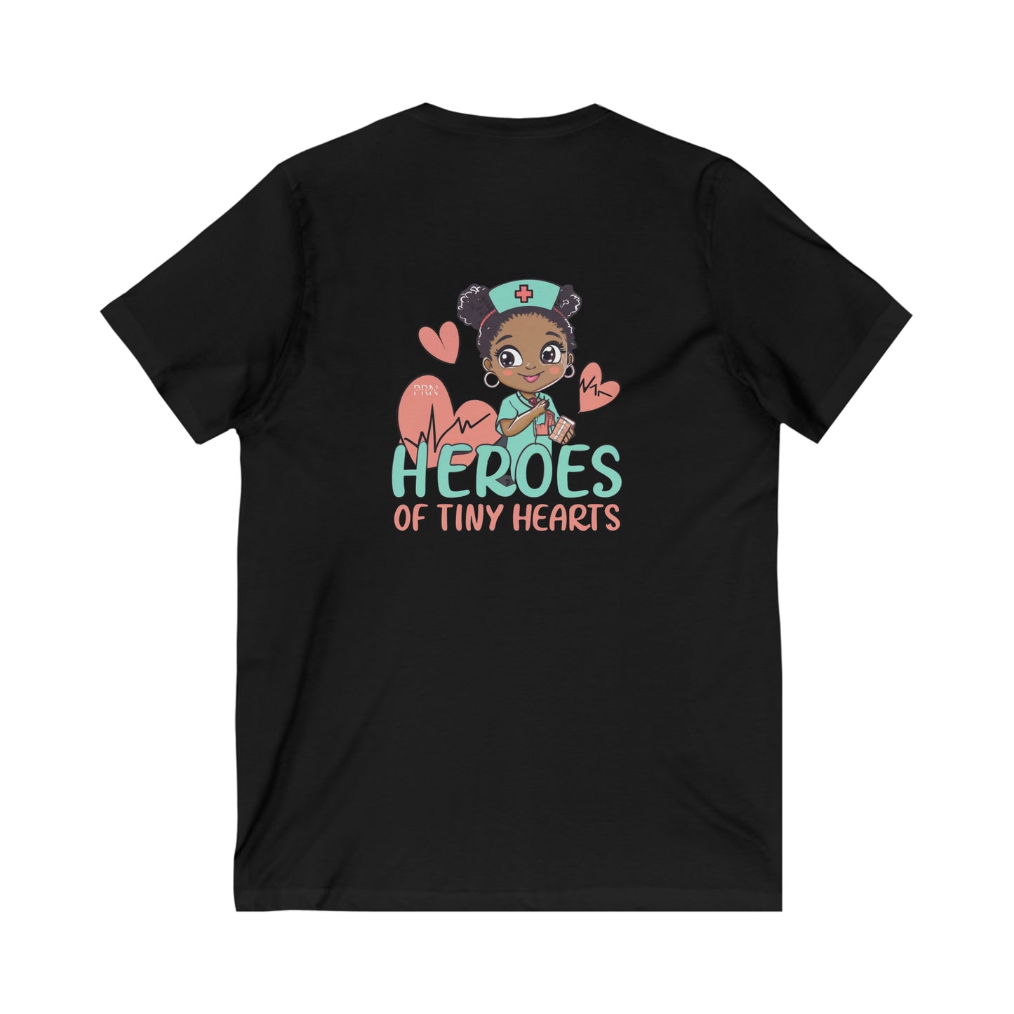 "Heroes of Tiny Hearts" Womens Short Sleeve V-Neck Tee