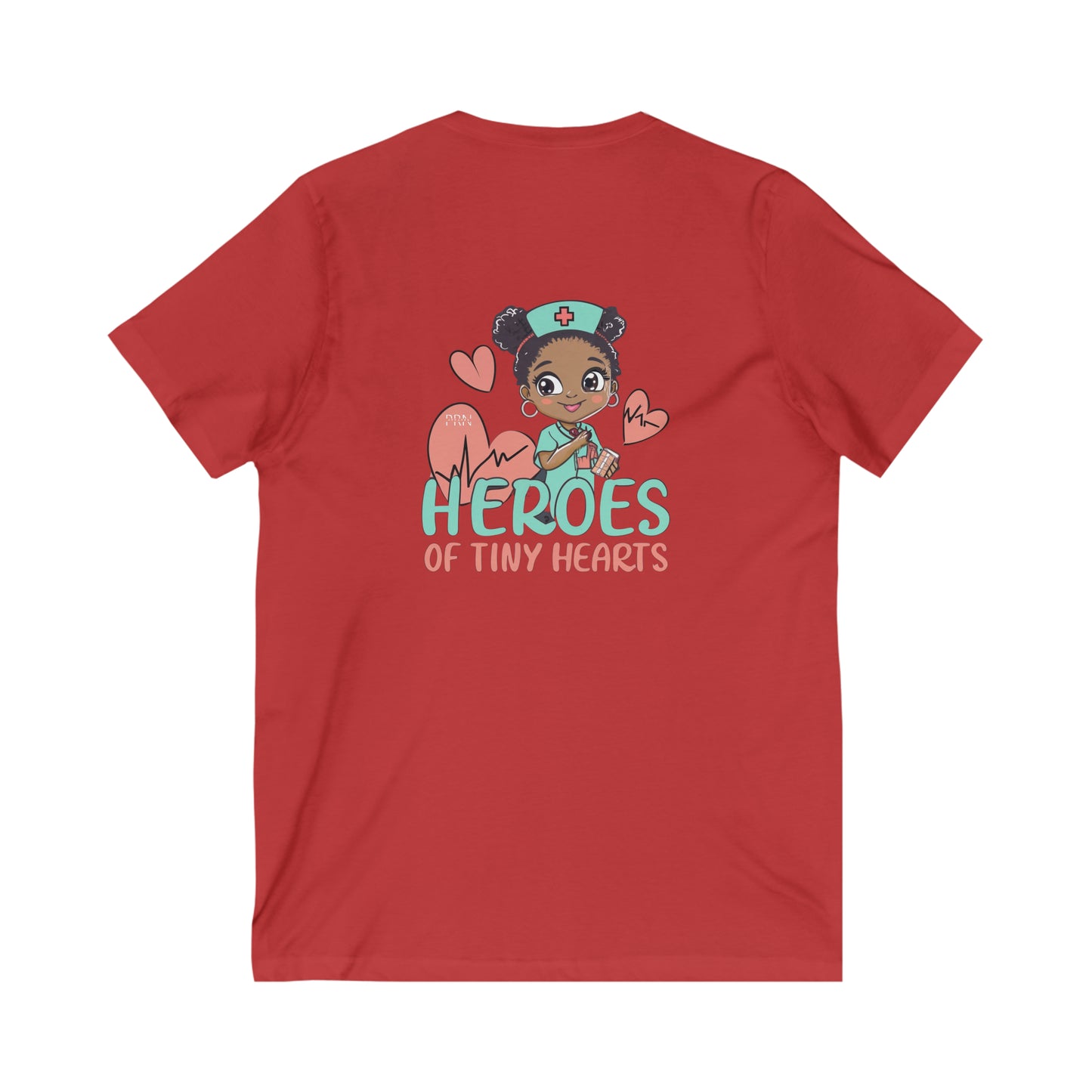 "Heroes of Tiny Hearts" Womens Short Sleeve V-Neck Tee